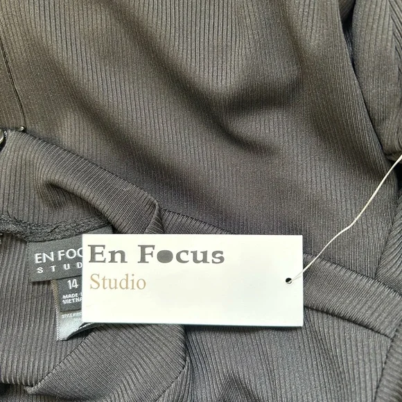 NWT/ En Focus / Black and Gray Women's dress/ Size 14 - Picture 8 of 9